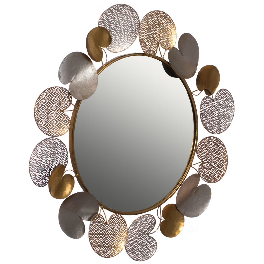 31" Accent Wall Mounted Mirror with Gold and Silver with Decorative Modern Pedal Leaf Frame Image 5