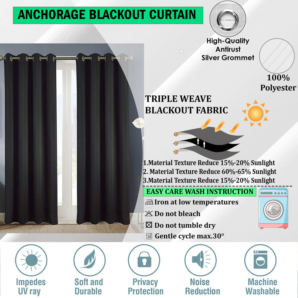 2-Panel Anchorage Thermal Insulated Blackout Grommet Window Drapes Curtain Panel Pair 84" Image 2