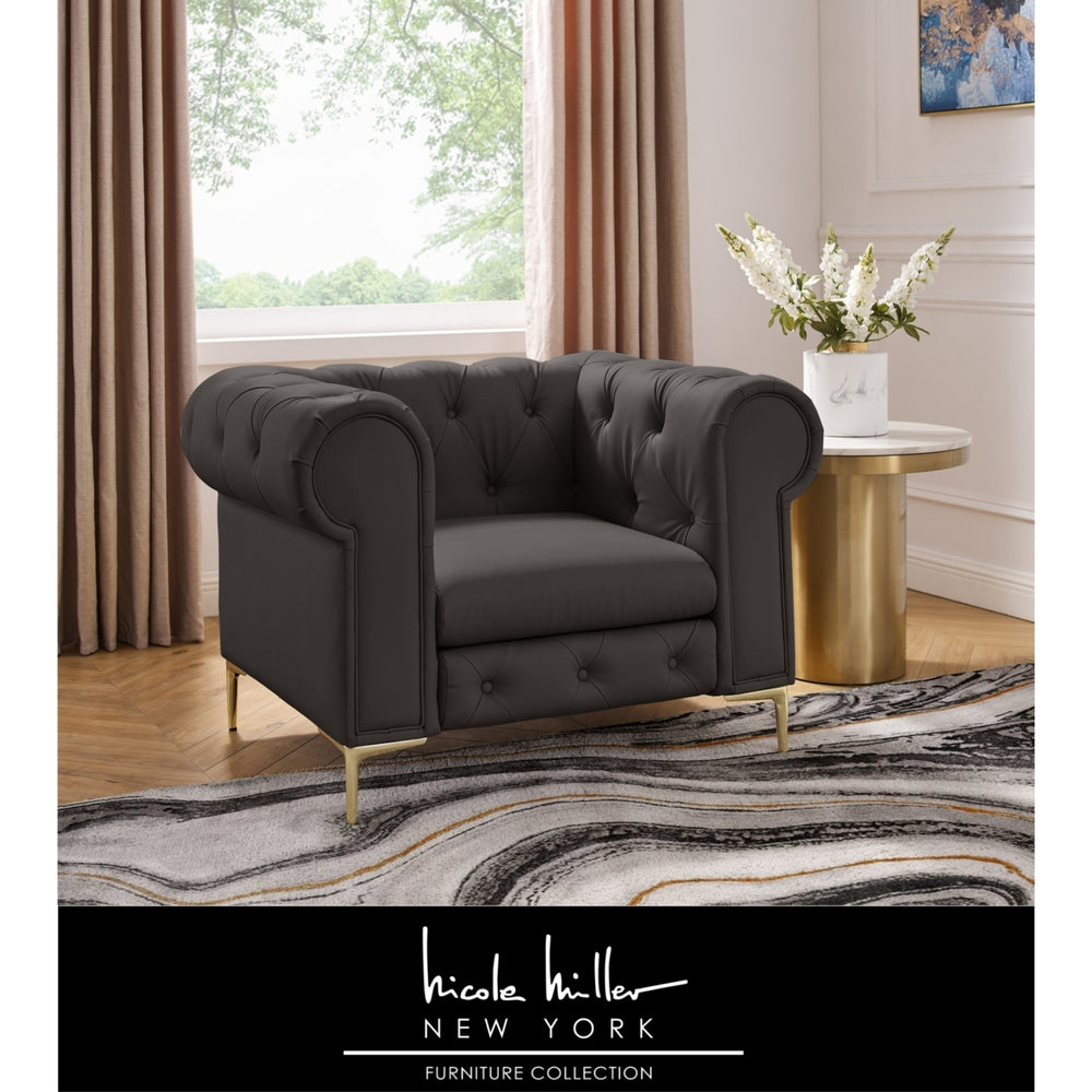 Laci Club Chair - Button Tufted - Rolled Arms - Y leg, Sinuous Springs Image 2