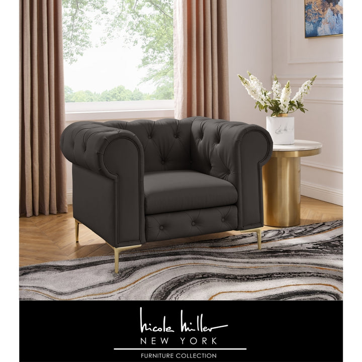 Laci Club Chair - Button Tufted - Rolled Arms - Y leg, Sinuous Springs Image 2