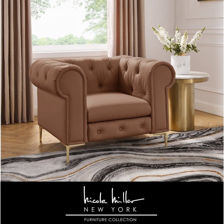 Laci Club Chair - Button Tufted - Rolled Arms - Y leg, Sinuous Springs Image 1