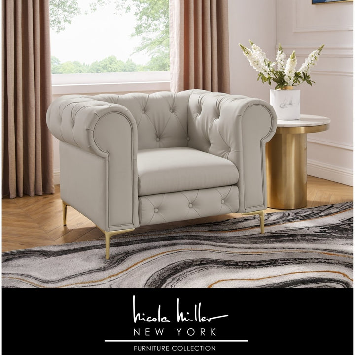Laci Club Chair - Button Tufted - Rolled Arms - Y leg, Sinuous Springs Image 1