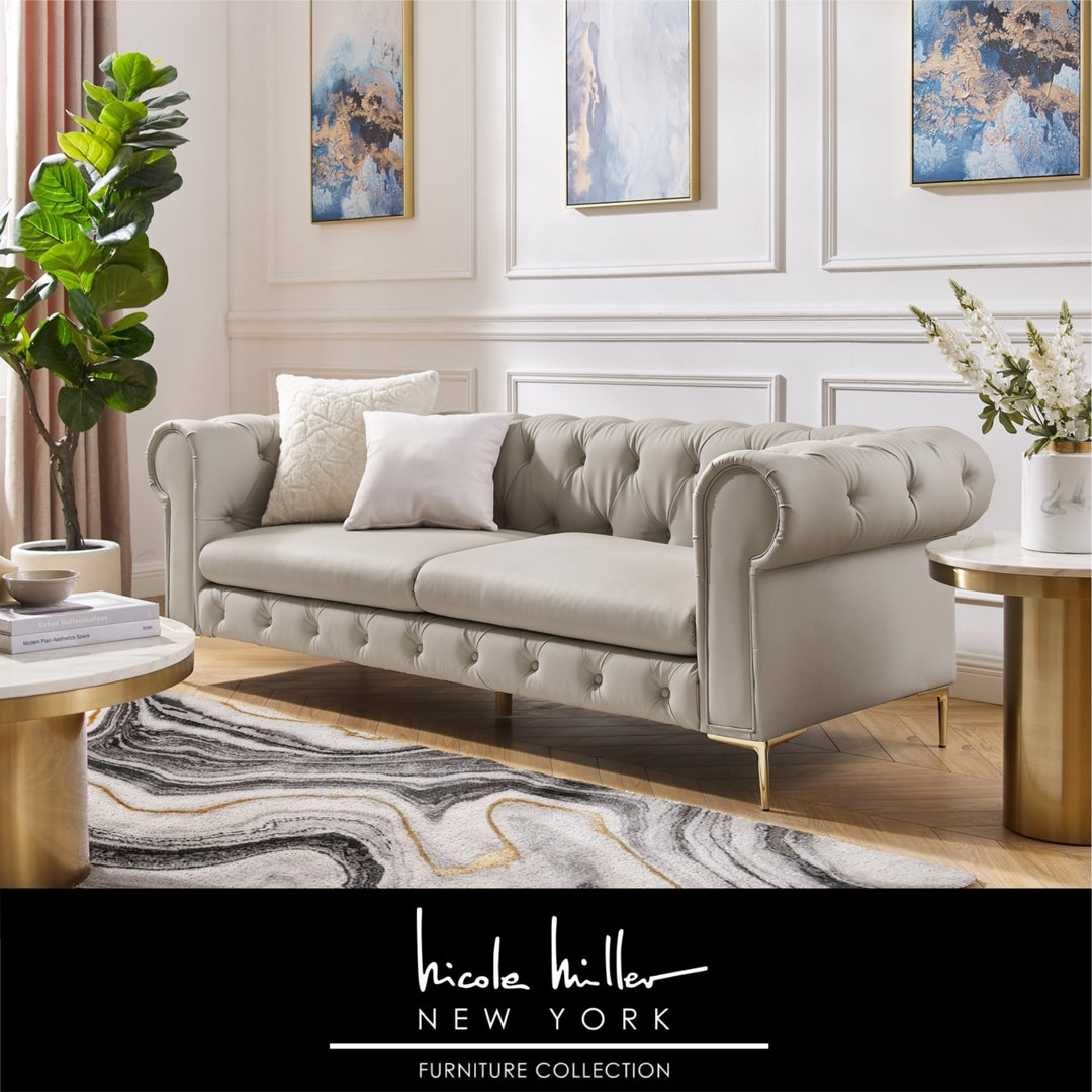 Laci Sofa - Button Tufted, 3 Seat - Rolled Arms - Y leg, Sinuous Springs Image 4