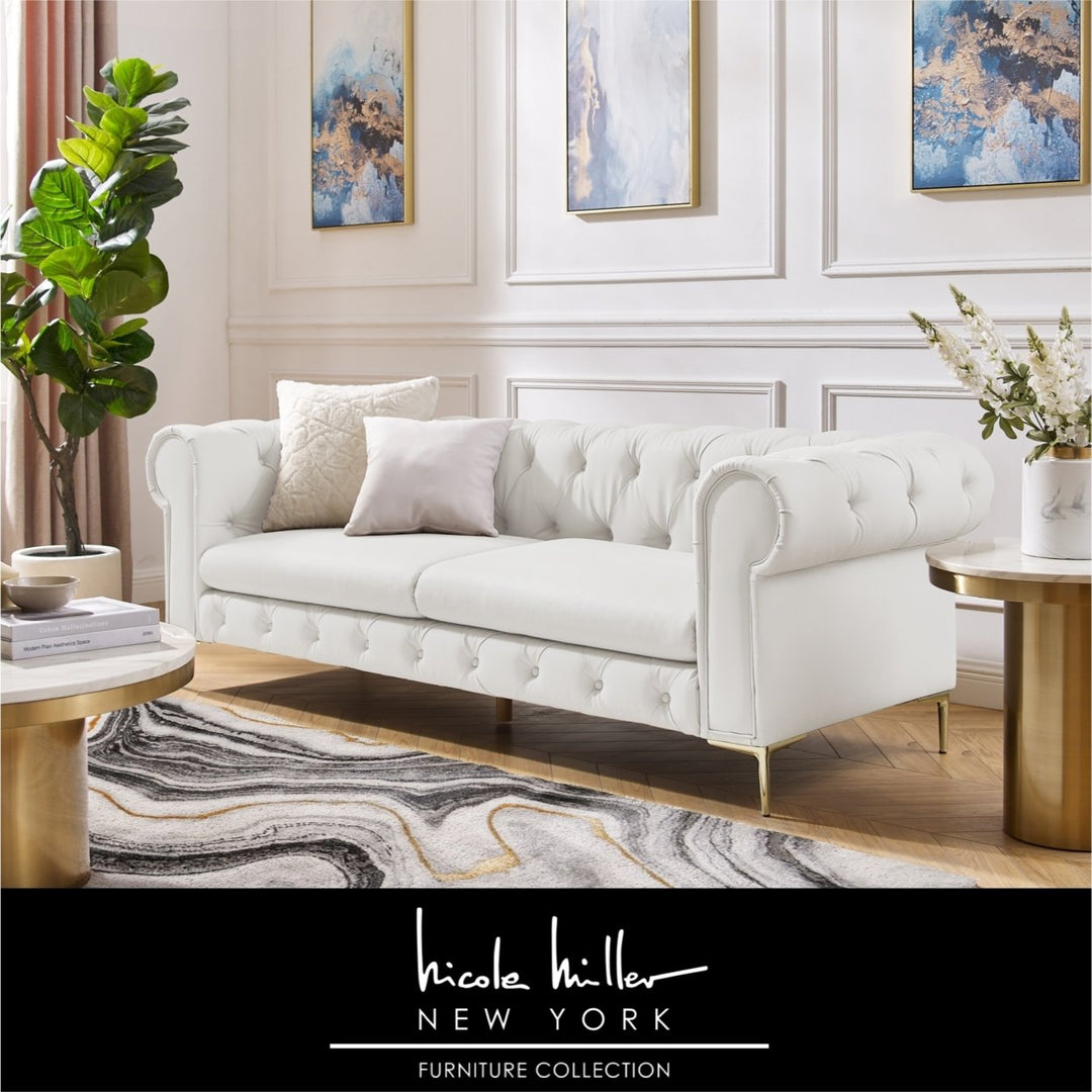 Laci Sofa - Button Tufted, 3 Seat - Rolled Arms - Y leg, Sinuous Springs Image 6