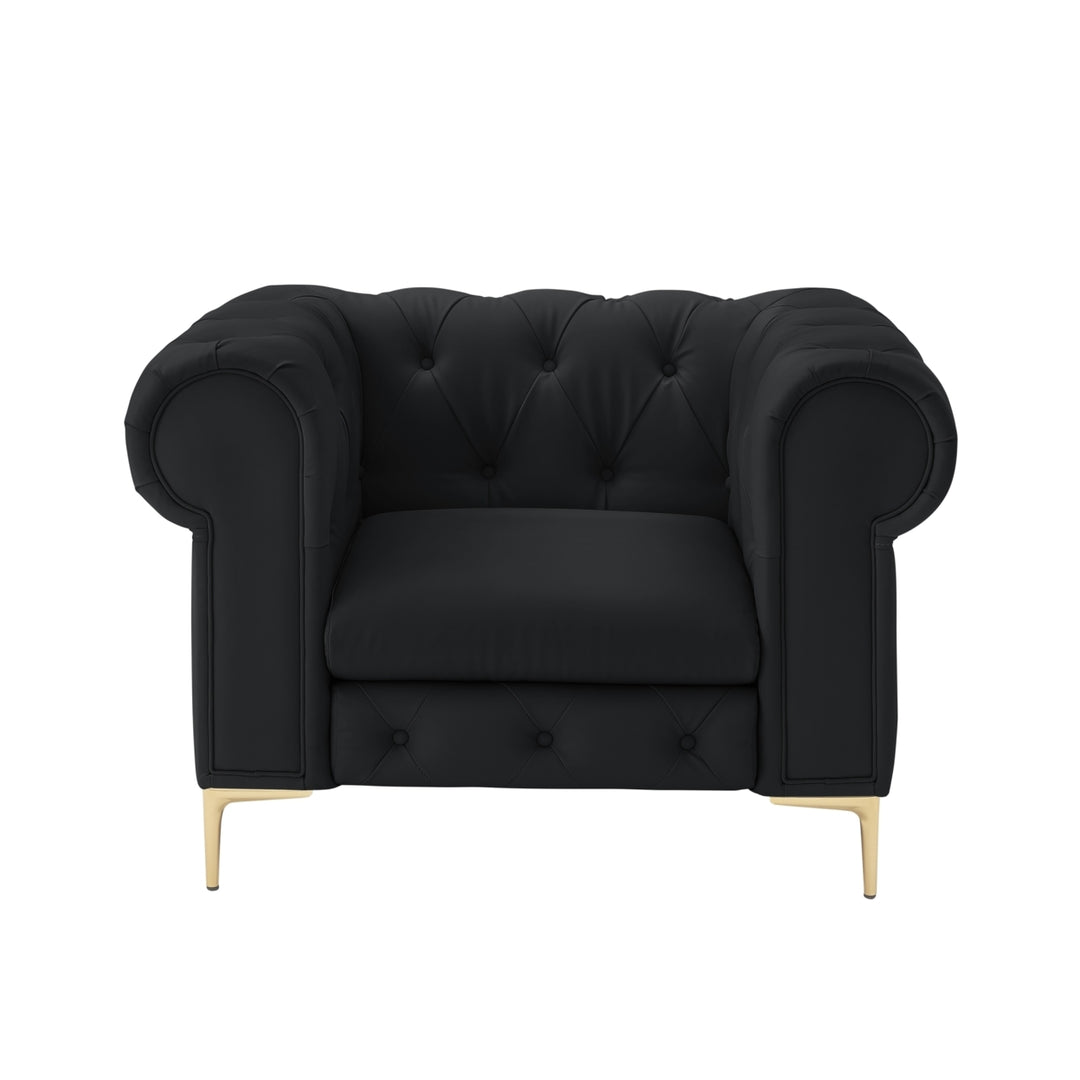 Laci Club Chair - Button Tufted - Rolled Arms - Y leg, Sinuous Springs Image 7