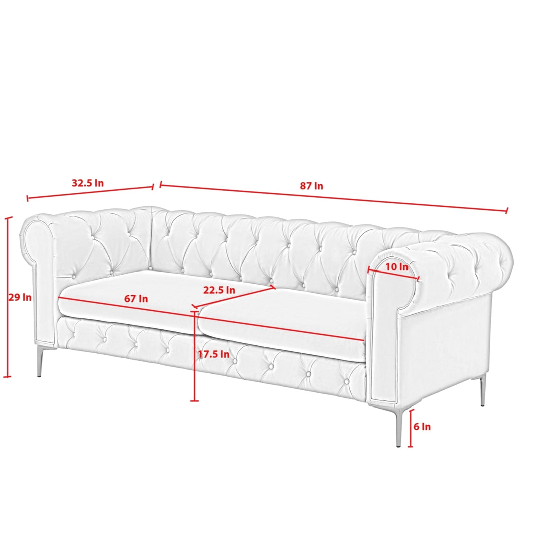 Laci Sofa - Button Tufted, 3 Seat - Rolled Arms - Y leg, Sinuous Springs Image 12