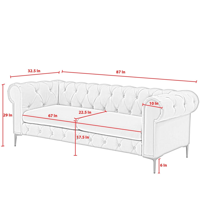 Laci Sofa - Button Tufted, 3 Seat - Rolled Arms - Y leg, Sinuous Springs Image 12