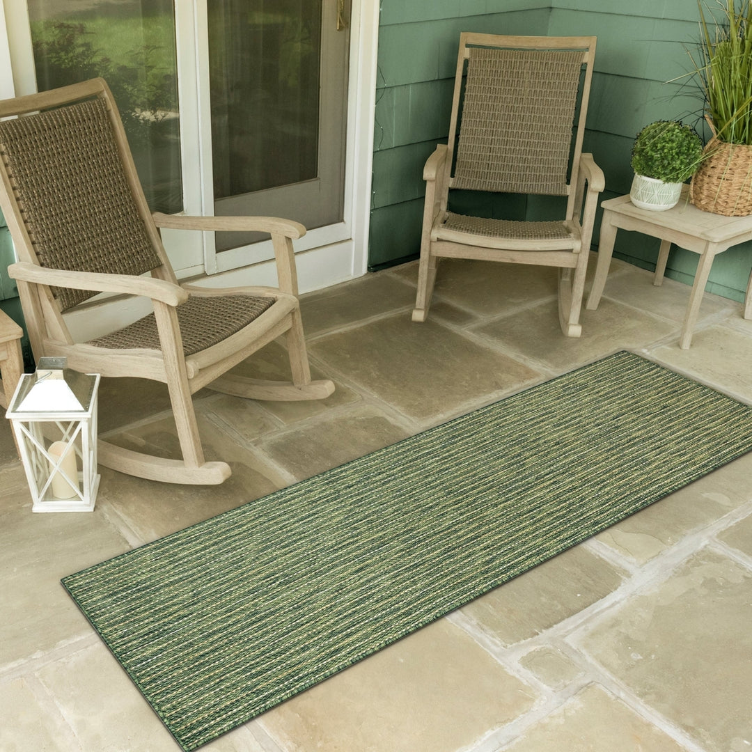 Liora Manne Carmel Texture Stripe Indoor Outdoor Area Rug Green Image 5