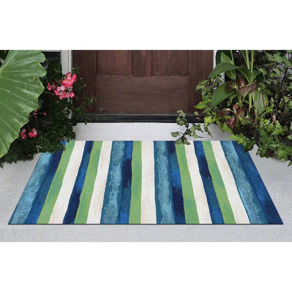 Liora Manne Visions II Painted Stripes Indoor Outdoor Area Rug Cool Image 2