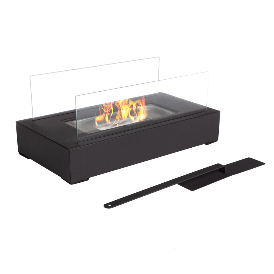 Bio Ethanol Ventless Fireplace-Tabletop Rectangular Real Flame Smokeless Clean Burning Indoor Outdoor Portable Heat Image 1