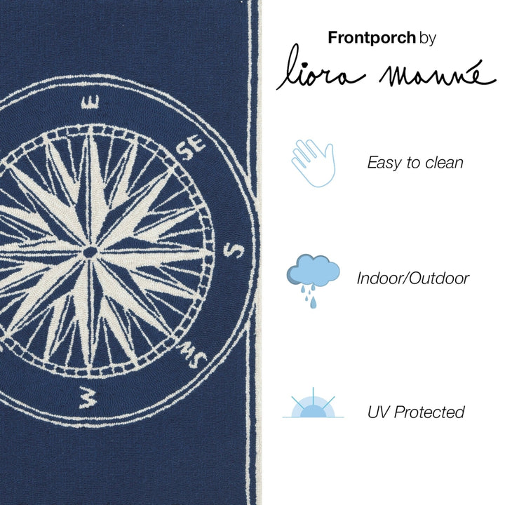 Liora Manne Frontporch Compass Indoor Outdoor Area Rug Navy Image 10
