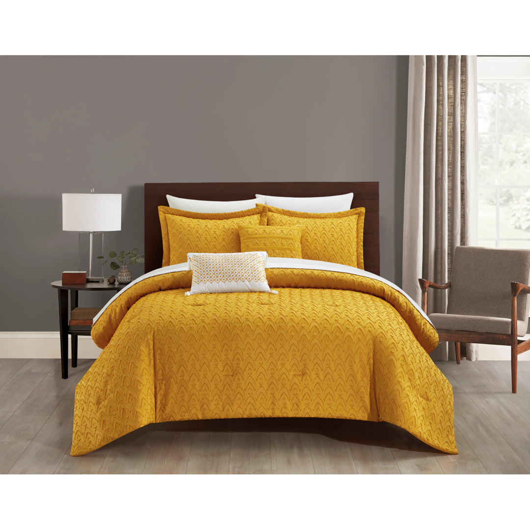 Deign 5 Piece Comforter Set Clip Jacquard Geometric Pattern Design Bedding Image 3