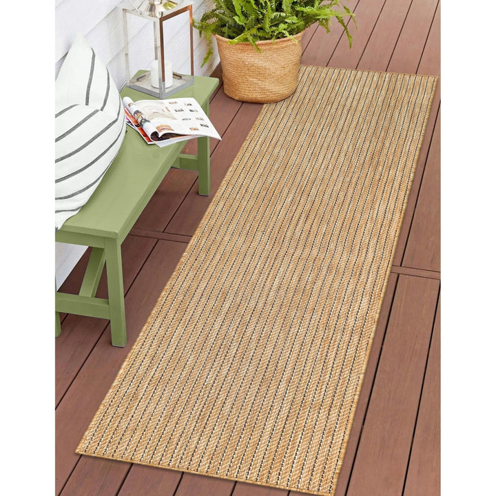 Liora Manne Carmel Texture Stripe Indoor Outdoor Area Rug Sand Image 4