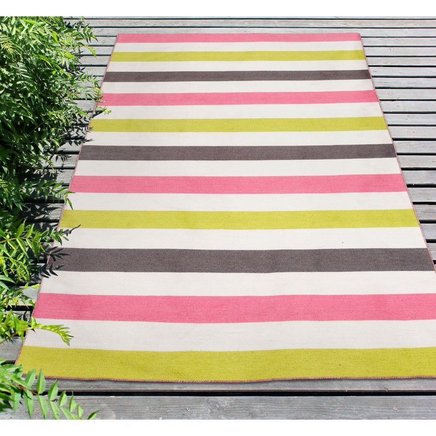 Liora Manne Sorrento Fiesta Stripe Indoor Outdoor Area Rug Pink Image 1
