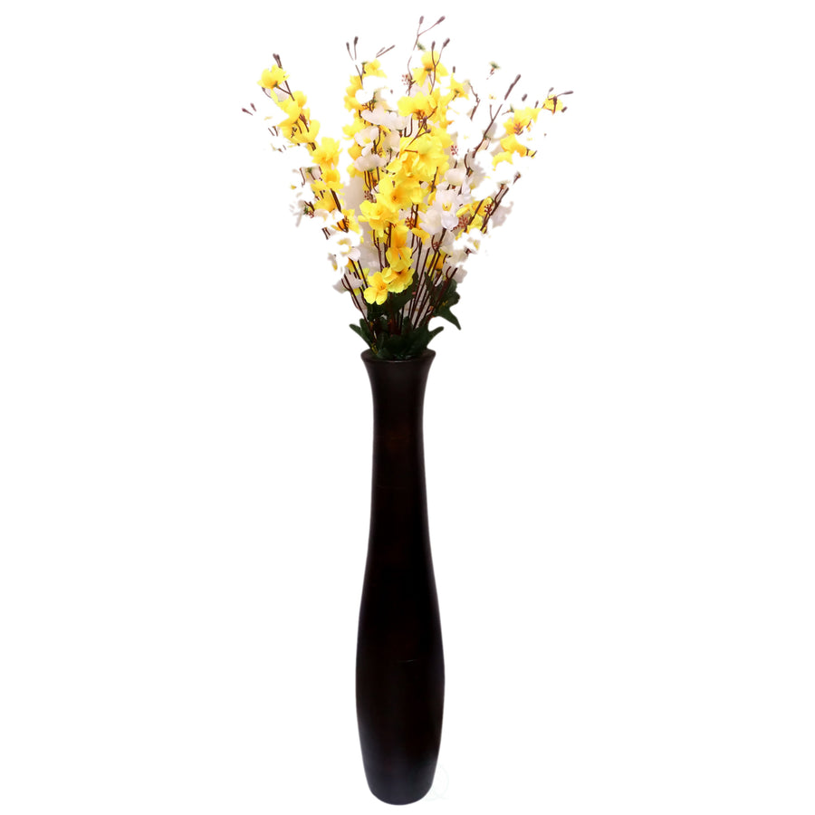 Brown Decorative Contemporary Mango Wood Curved Shaped Floor Vase, 30 Inch Image 1