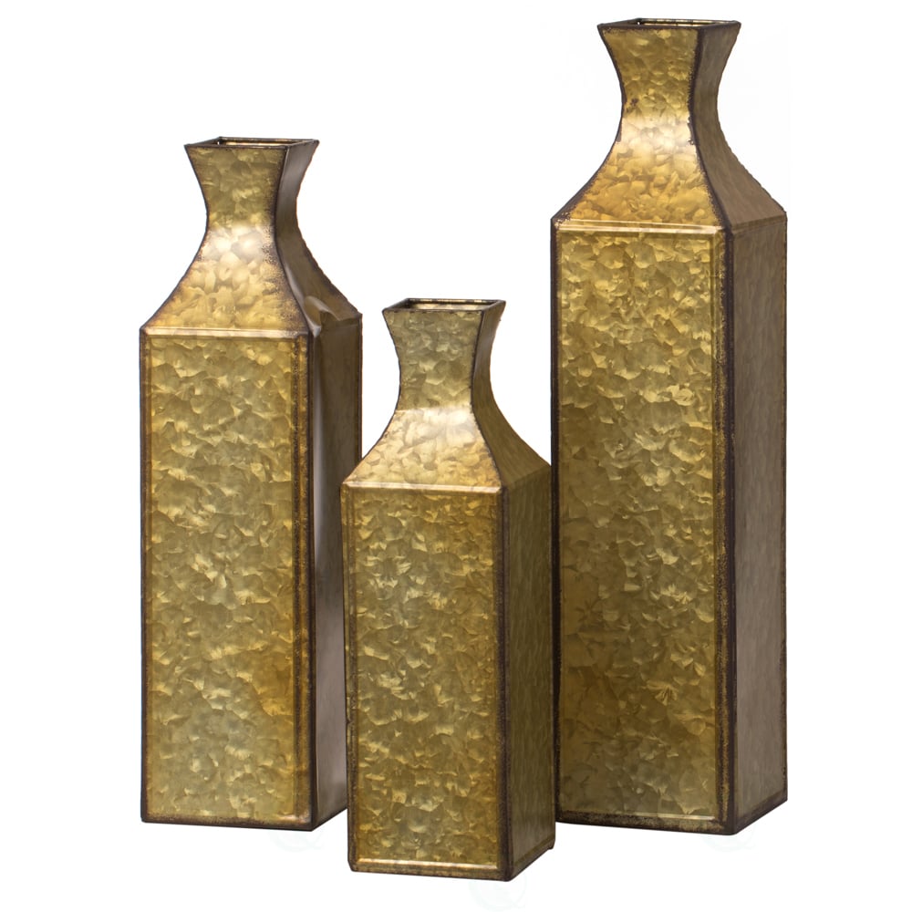 Decorative Antique Style Metal Bottle Shape Gold Floor Vase for Entryway, Living Room, Dining Room, , Centerpiece, Image 2