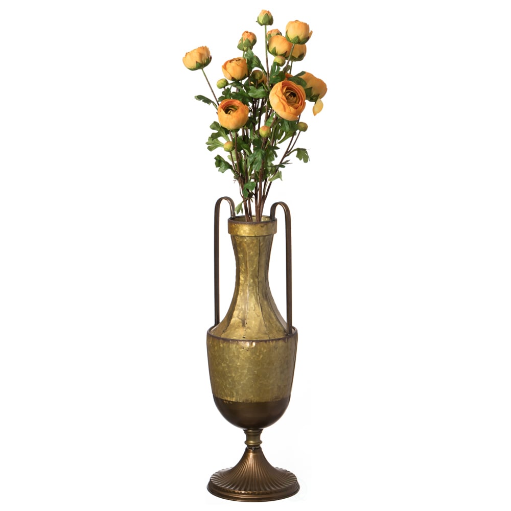 Decorative Antique Style Metal Jug Floor Vase with 2 Handles - Vintage Inspired Rustic Design for Entryway, Living Room, Image 2