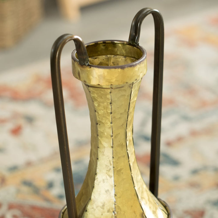 Decorative Antique Style Metal Jug Floor Vase with 2 Handles - Vintage Inspired Rustic Design for Entryway, Living Room, Image 8