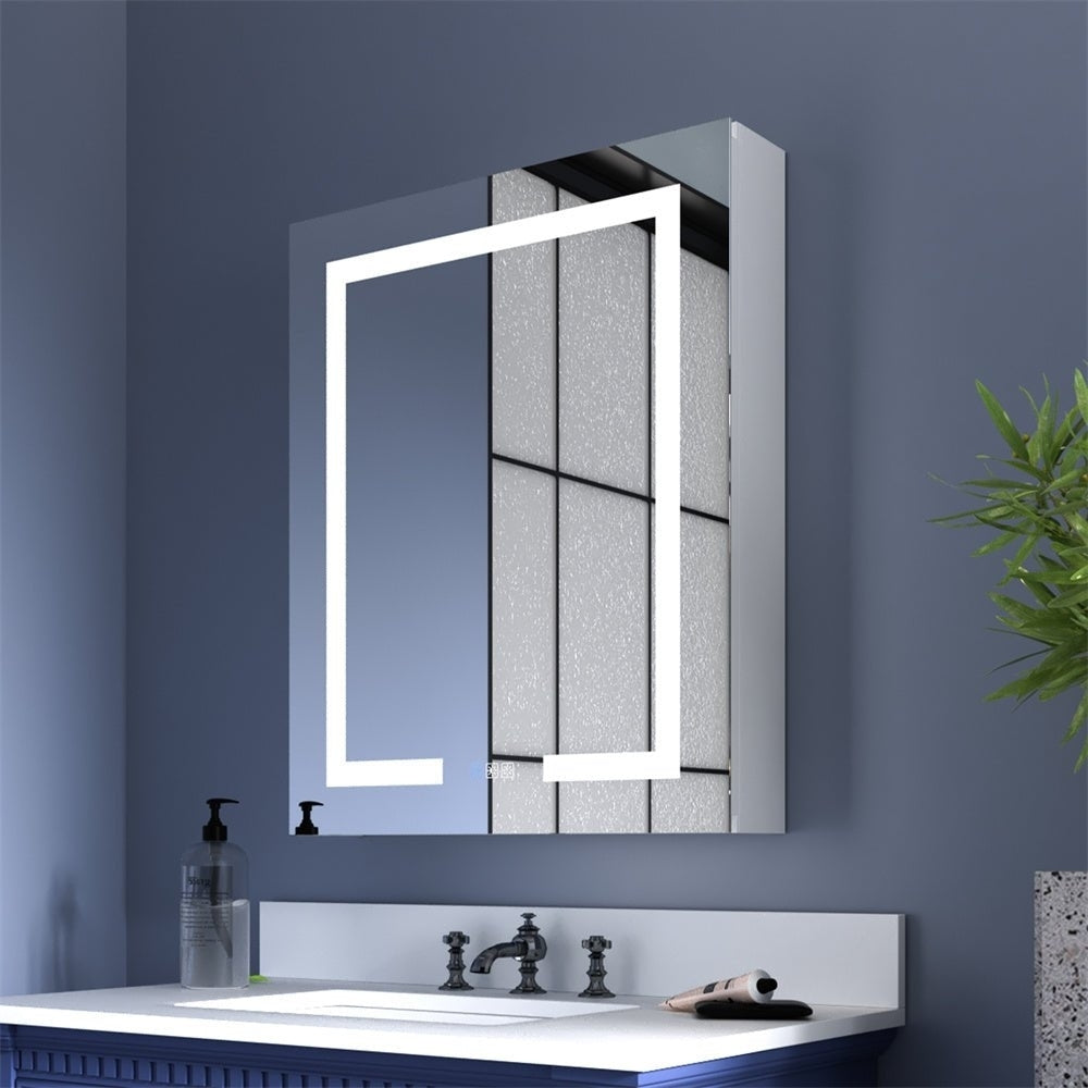 Boost-M1 24" W x 30" H Light Medicine Cabinet Recessed or Surface Mount Aluminum Adjustable Shelves Vanity Mirror Image 2