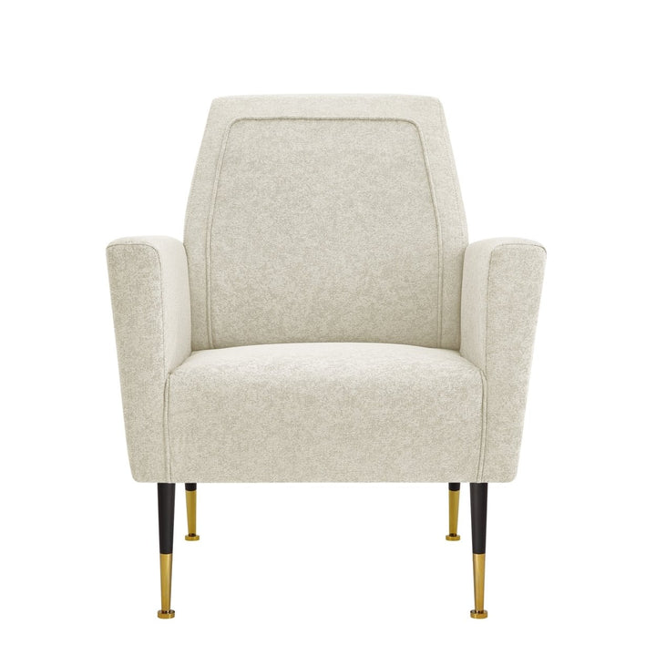 Jaren Accent Chair - Piping Detail, Square Arms  Tapered Legs, Coil Spring  Gold Tipped Legs Image 7