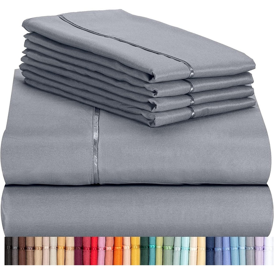 6 Piece Premium Bamboo Sheet Twin Set, Deep Pockets, 50 Colors, 2200 Count, Eco-Friendly, Wrinkle Free, Silky Soft Hotel Image 1