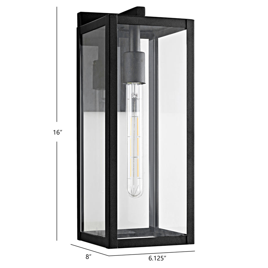 SAFAVIEH Welson Outdoor Wall Lantern  Clear / Black Image 1