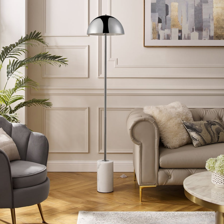 Marlen Floor Lamp - 6ft Power Cord, Marble Stone Base , Sturdy Metal Frame , Foot Switch Image 1