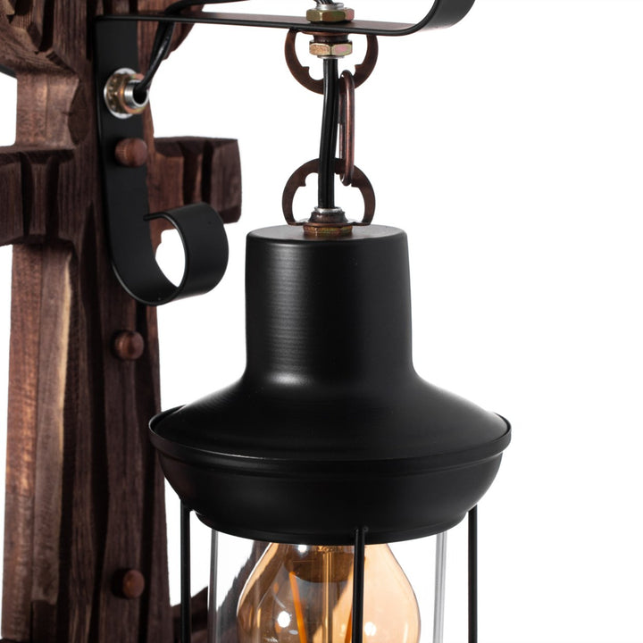 Vintage Industrial Anker Shape Wooden Wall Lamp, Wall Sconce Light Home, Restaurant or Bar Image 5