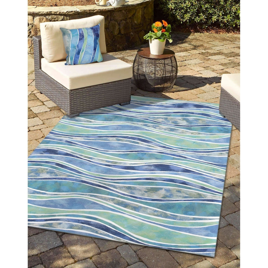 Liora Manne Visions III Wave Indoor Outdoor Area Rug Ocean Image 1