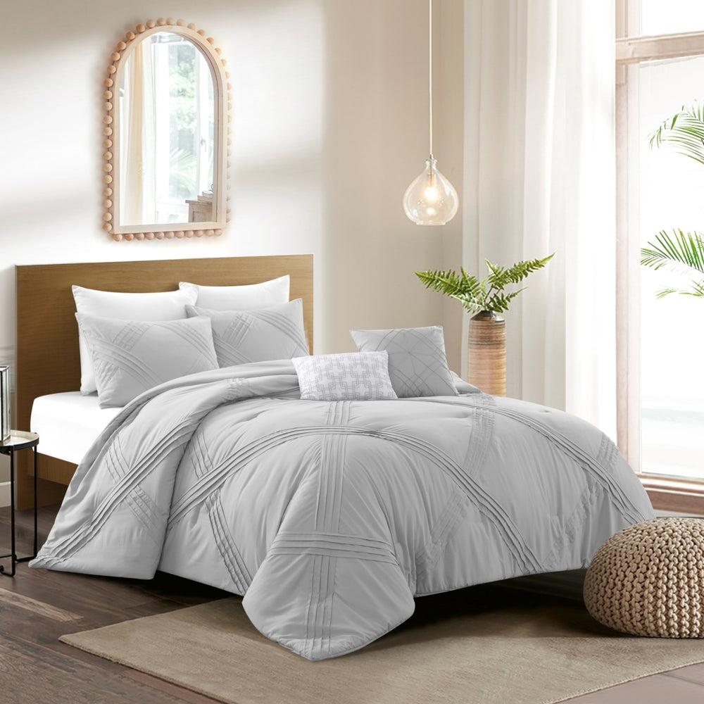 Caitlynn 5Pc Comforter Set -Pleated , Solid Neutral Color Image 2