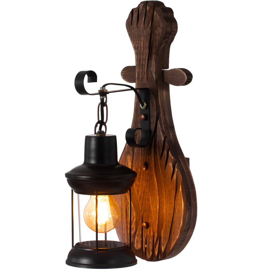 Vintage Industrial Unique Shape Wooden Wall Lamp, Wall Sconce Light for Home, Restaurant or Bar Image 1