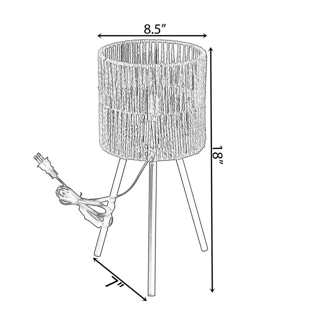 Woven Designed Bamboo Tripod Floor Lamp with Plug in Cord On and Off Switch Image 3