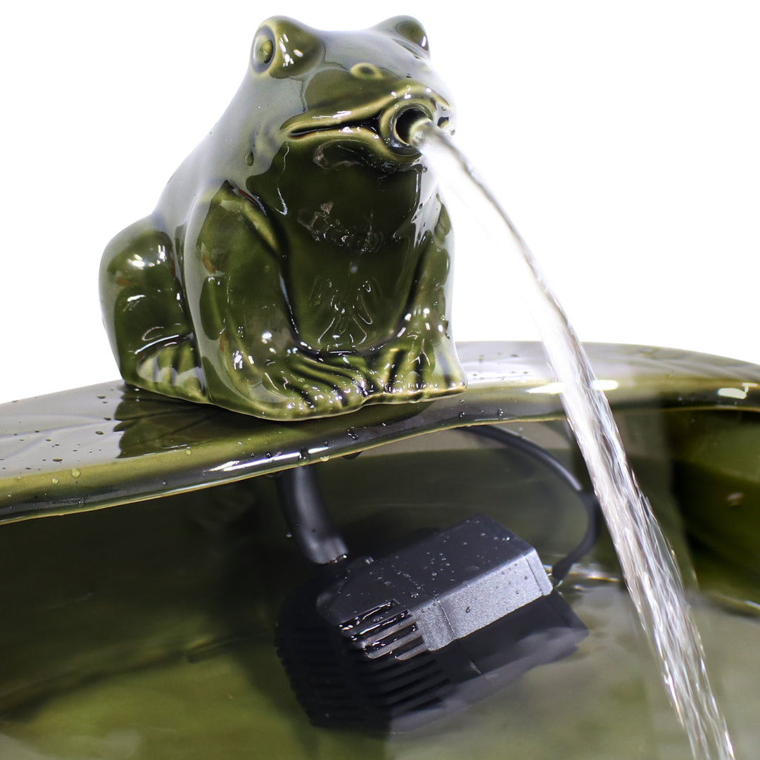 Sunnydaze Frog Glazed Ceramic Outdoor Solar Water Fountain - 7 in Image 5