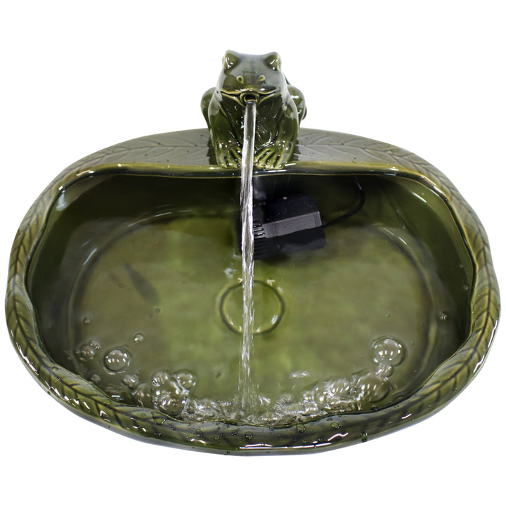 Sunnydaze Frog Glazed Ceramic Outdoor Solar Water Fountain - 7 in Image 9