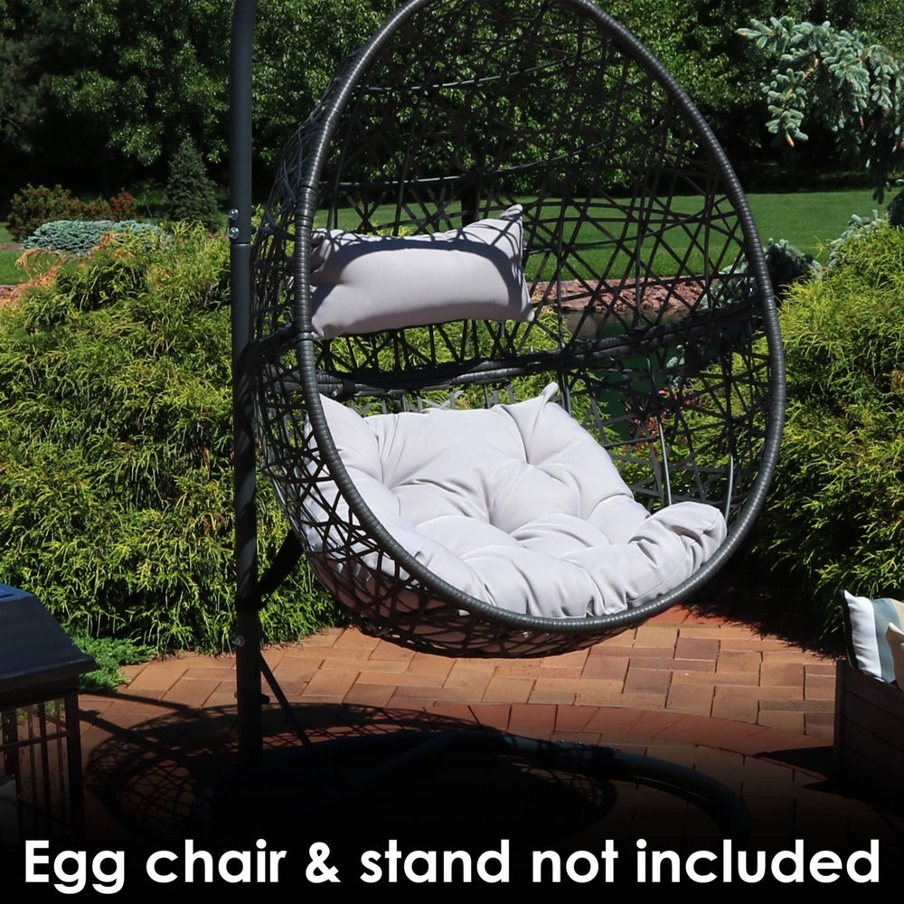 Sunnydaze Caroline Egg Chair Replacement Seat and Headrest Cushions - Gray Image 2