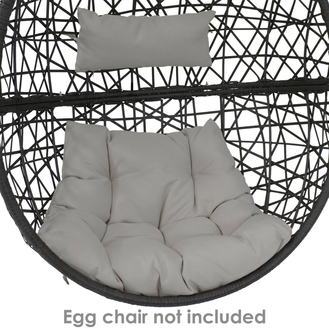 Sunnydaze Caroline Egg Chair Replacement Seat and Headrest Cushions - Gray Image 7