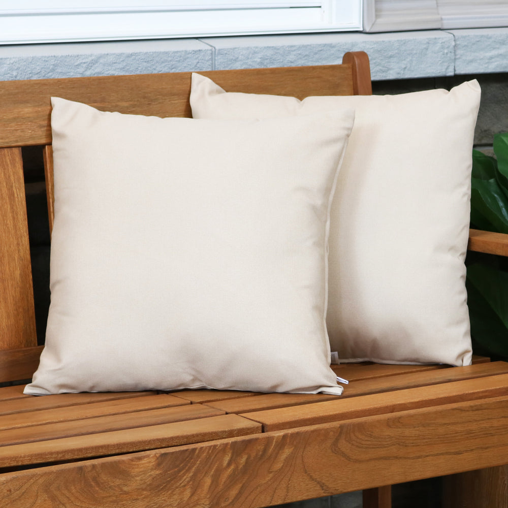 Sunnydaze 2 Indoor/Outdoor Decorative Throw Pillows - 17 x 17-Inch - Beige Image 2
