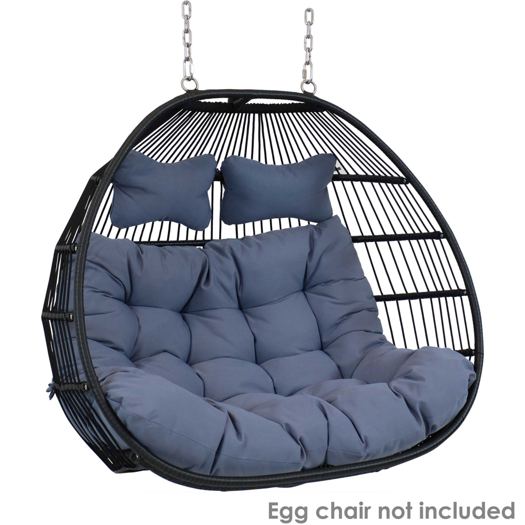 Sunnydaze Outdoor Liza Loveseat Egg Chair Replacement Cushion Set - Gray Image 6