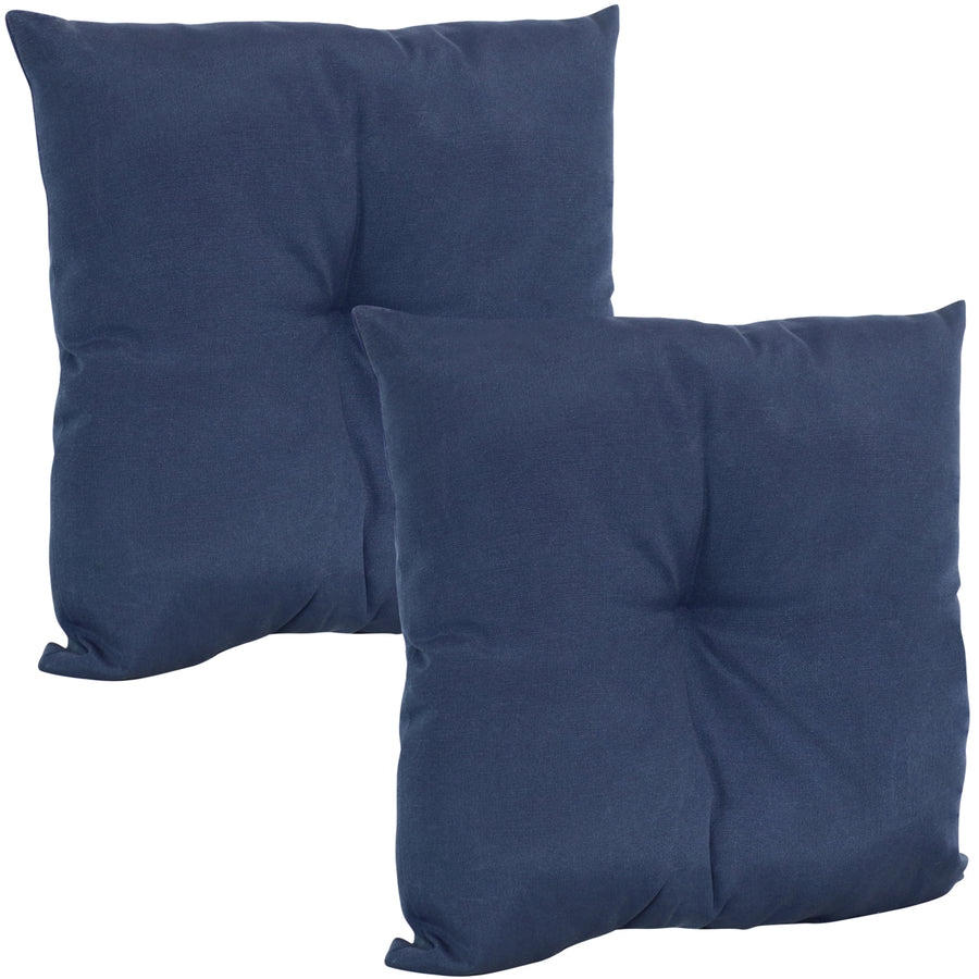 Sunnydaze 2 Indoor/Outdoor Tufted Back Cushions - 19 x 19-Inch - Navy Image 1
