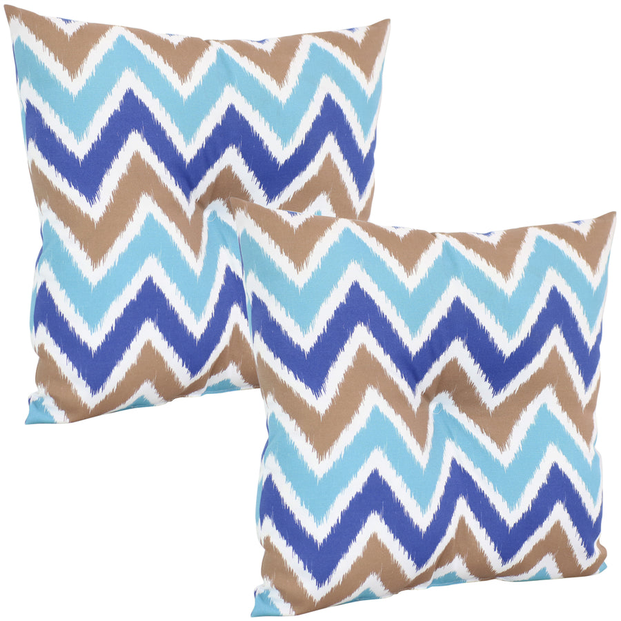 Sunnydaze 2 Indoor/Outdoor Tufted Back Cushions - 19 x 19-Inch - Chevron Bliss Image 1