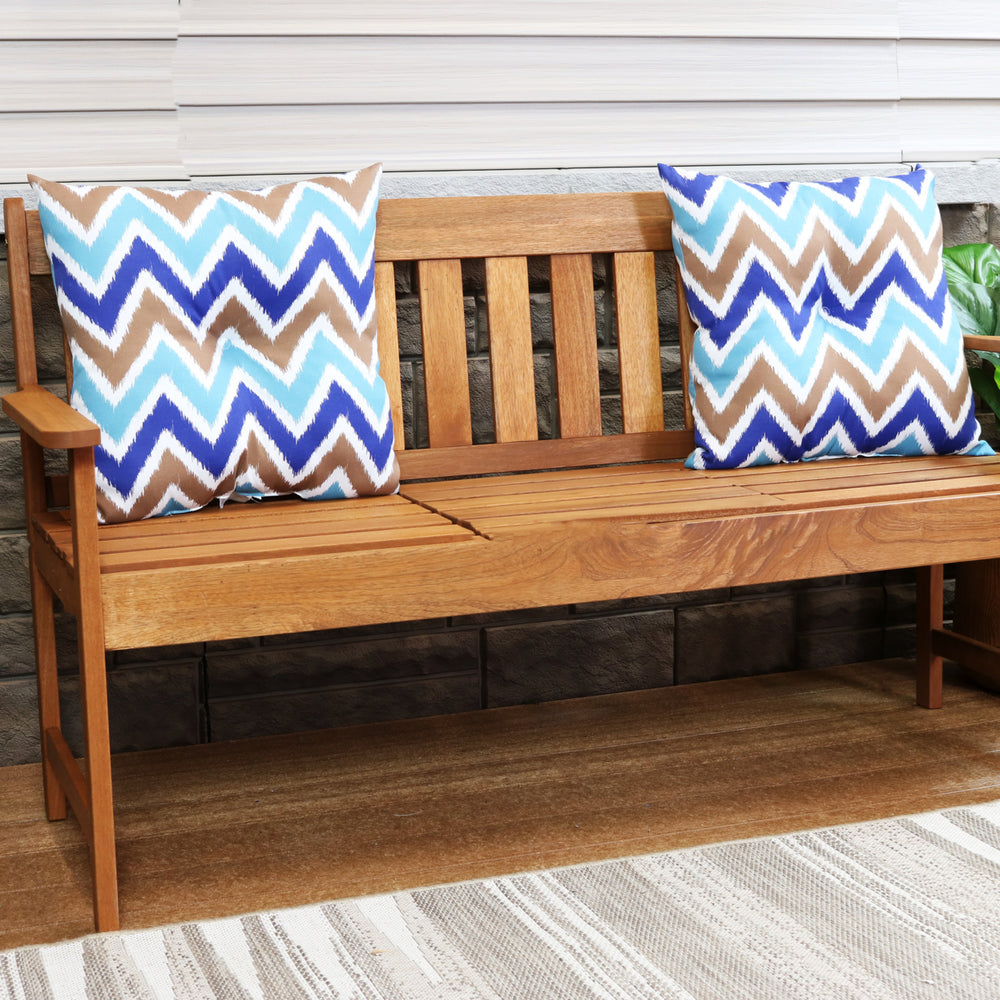 Sunnydaze 2 Indoor/Outdoor Tufted Back Cushions - 19 x 19-Inch - Chevron Bliss Image 2