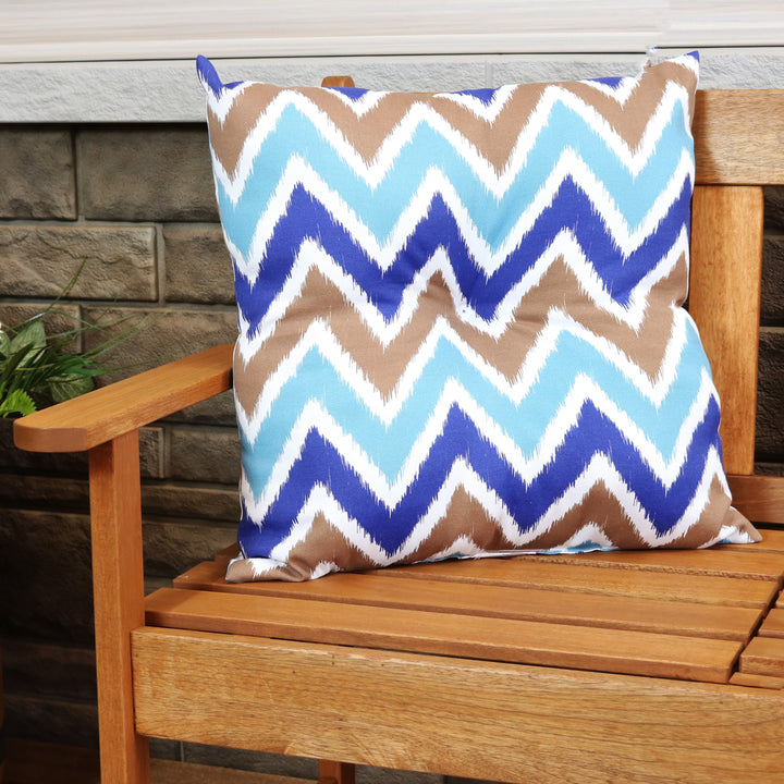 Sunnydaze 2 Indoor/Outdoor Tufted Back Cushions - 19 x 19-Inch - Chevron Bliss Image 8