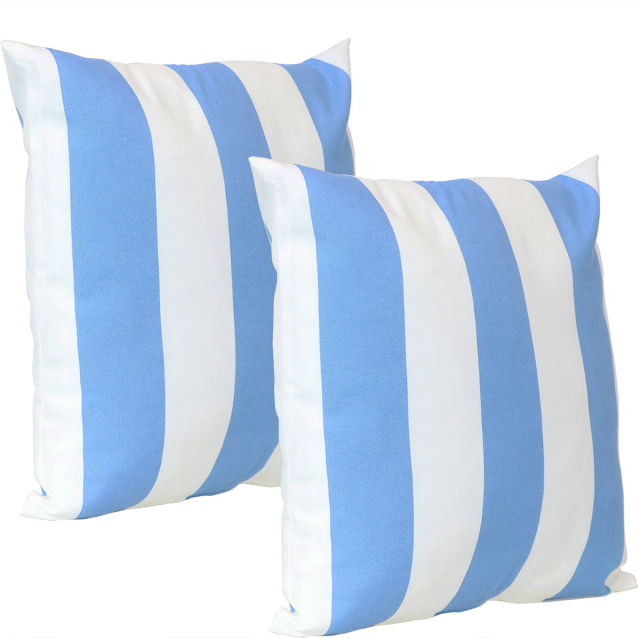 Sunnydaze 2 Outdoor Decorative Throw Pillows - 17 x 17-Inch - Beach-Bound Stripe Image 1