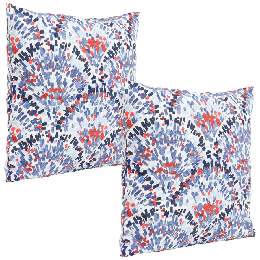 Sunnydaze 2 Outdoor Decorative Throw Pillows - 17 x 17-Inch - Abstract Red/Blue Image 1