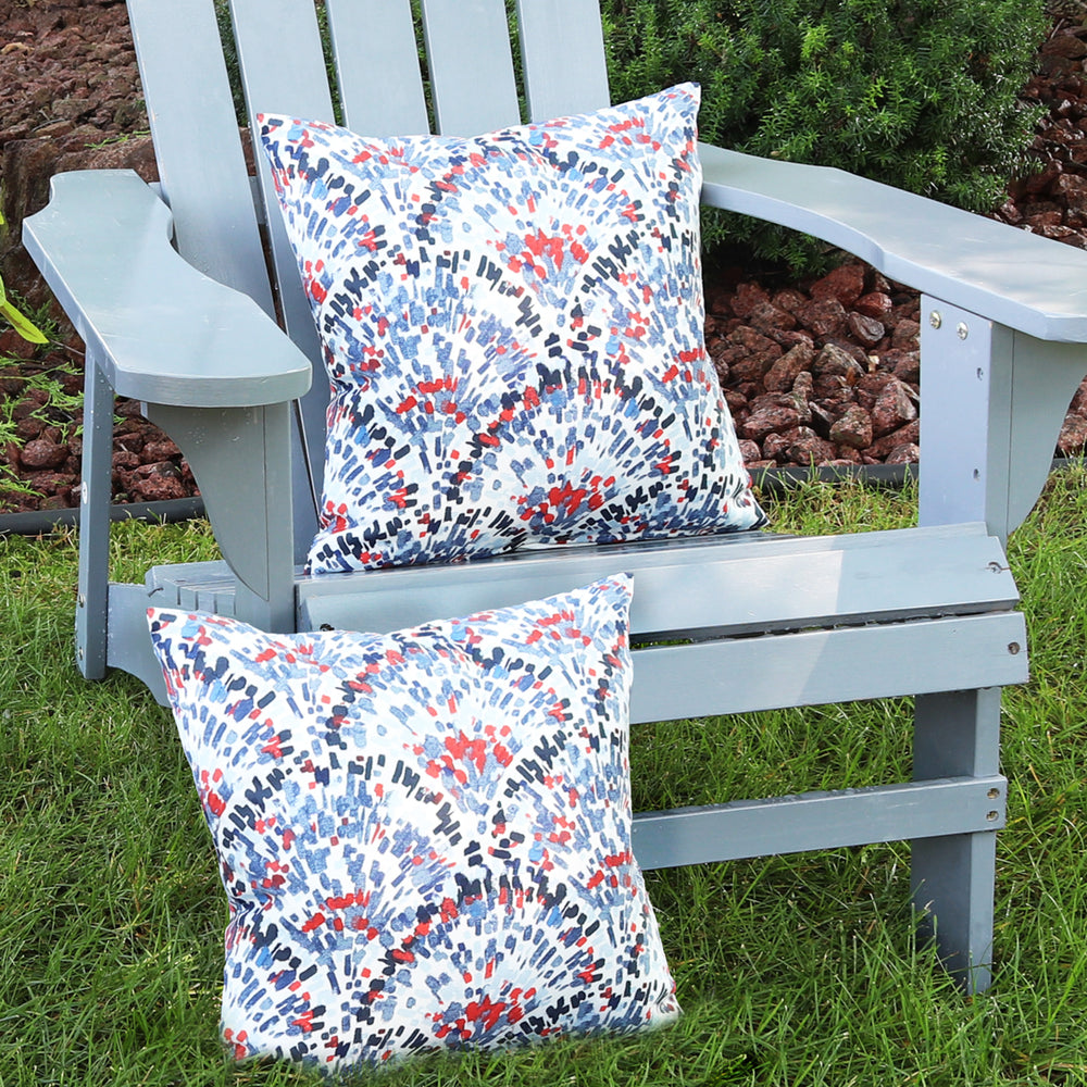 Sunnydaze 2 Outdoor Decorative Throw Pillows - 17 x 17-Inch - Abstract Red/Blue Image 2