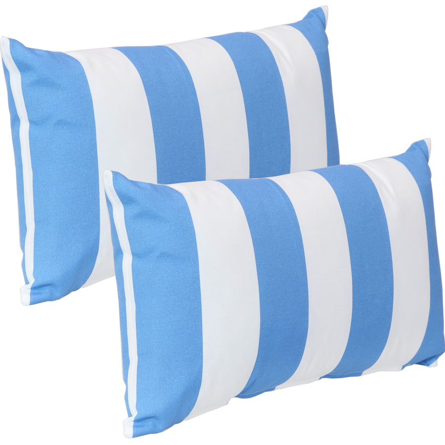 Sunnydaze 2 Outdoor Lumbar Throw Pillows - 12 x 20-Inch - Beach-Bound Stripe Image 1