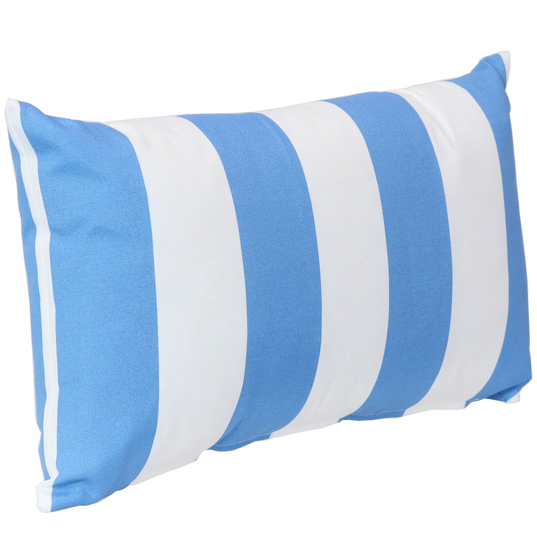 Sunnydaze 2 Outdoor Lumbar Throw Pillows - 12 x 20-Inch - Beach-Bound Stripe Image 6