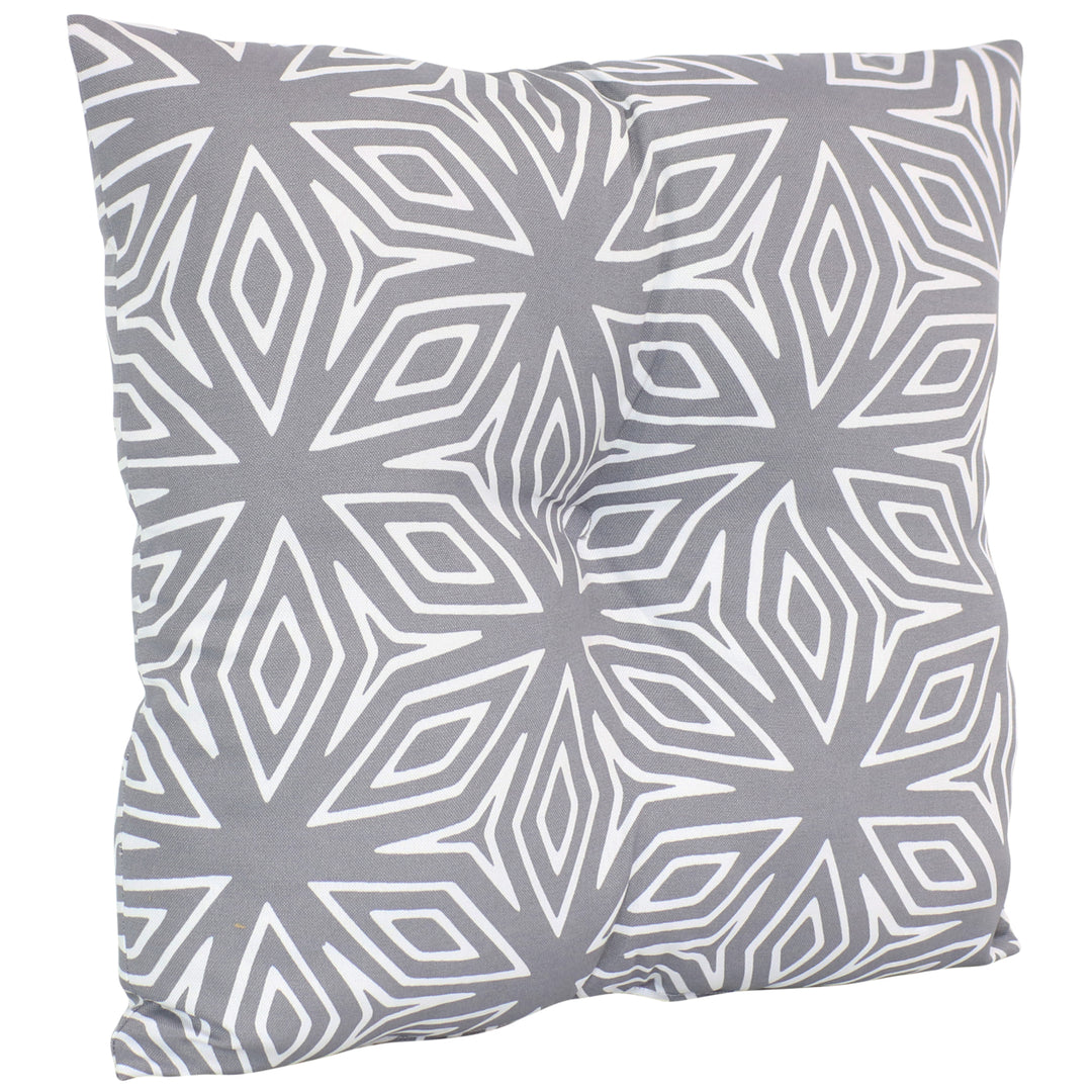 2 Pack Indoor Outdoor Tufted Throw Pillows Gray Geometric Patio Backyard 19x19 Image 6