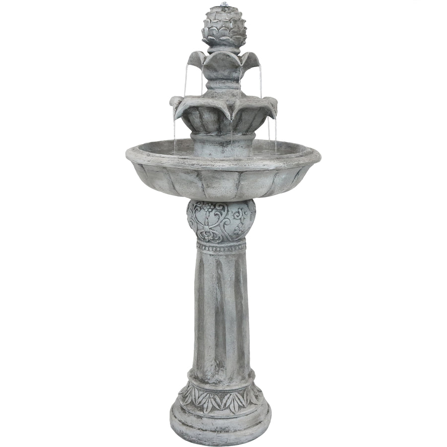 Sunnydaze Ornate Elegance Outdoor Solar Fountain with Battery - White Image 1