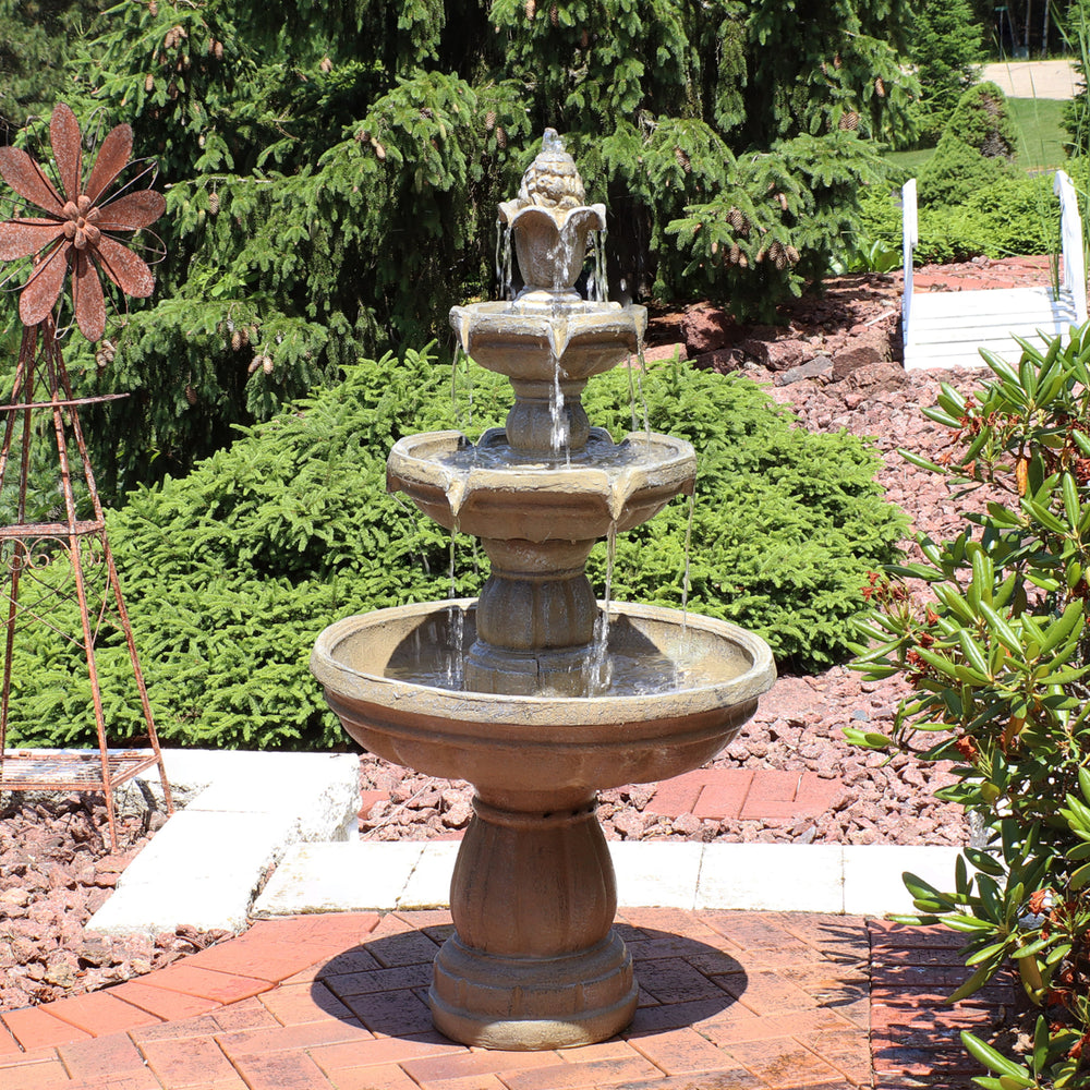 Sunnydaze Fiberglass Outdoor 3-Tier Water Fountain Image 2